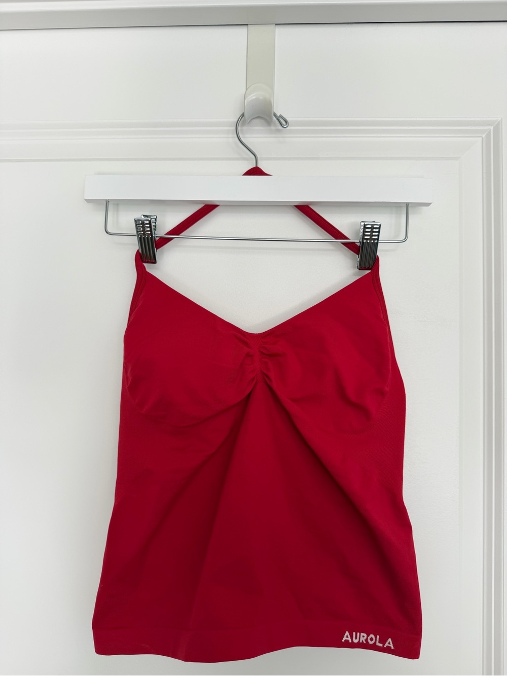 Women's Red Ruched Halter Top